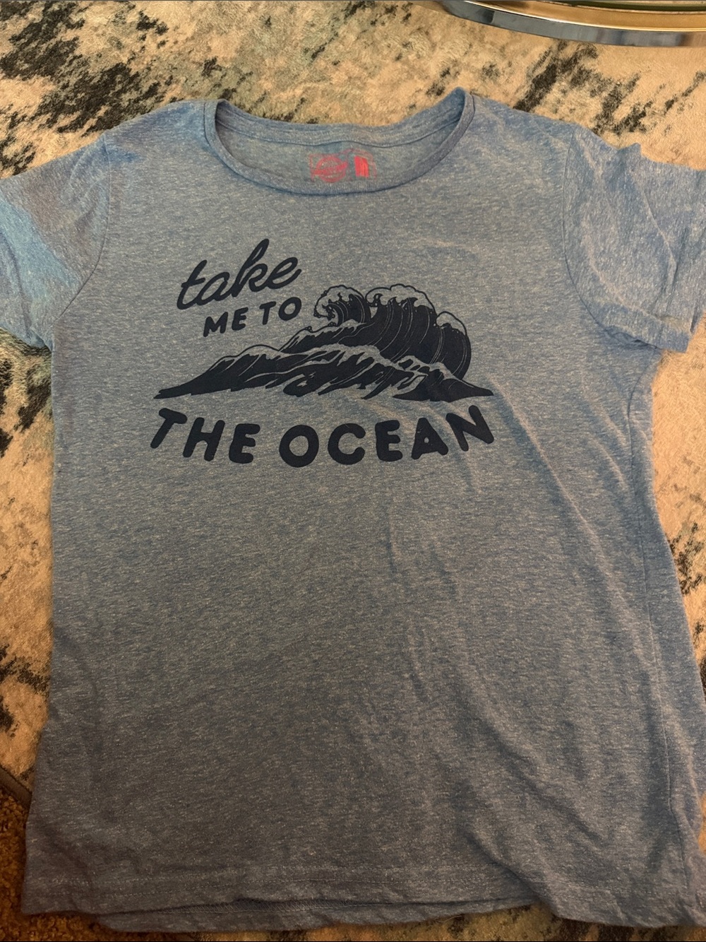 Crazy Dog T-Shirts Blue Crewneck 'Take Me to the Ocean' Graphic Tee